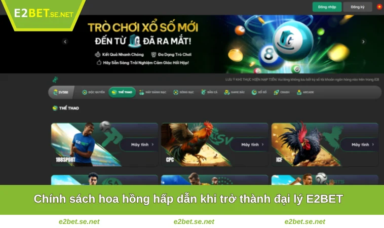 Đại Lý E2BET 2 Chính sách hoa hồng hấp dẫn khi trở thành đại lý E2BET