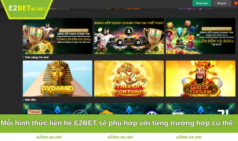 Liên Hệ E2BET 3 Mỗi hình thức liên hệ E2BET sẽ phù hợp với từng trường hợp cụ thể