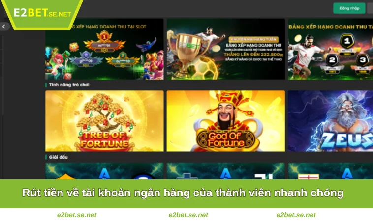 Rút Tiền E2BET 3 Rút tiền về tài khoản ngân hàng của thành viên nhanh chóng